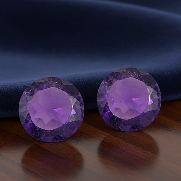 0.68 Ctw Round Cut African Amethyst Loose Gemstone – AAA Grade (Set Of 2) (5 Mm)