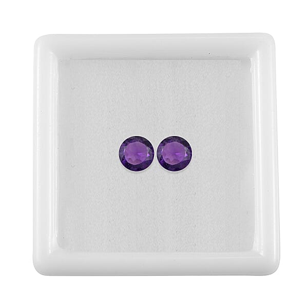 0.68 Ctw Round Cut African Amethyst Loose Gemstone – AAA Grade (Set Of 2) (5 Mm)