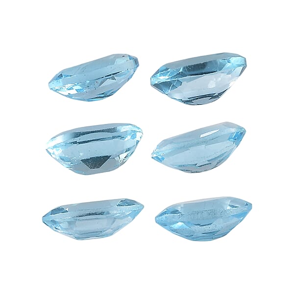 1.54 Ctw Oval Cut Blue Topaz Loose Gemstones (Set Of 6) (5x3 Mm)