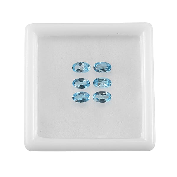 1.54 Ctw Oval Cut Blue Topaz Loose Gemstones (Set Of 6) (5x3 Mm)