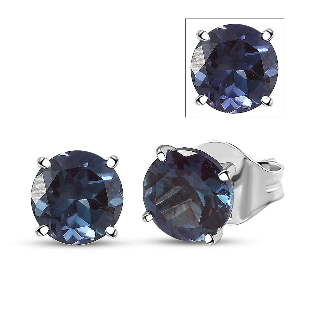 10K White Gold AAA Luxuriant Lab Grown Alexandrite Solitaire Stud Earrings 2.48 ctw