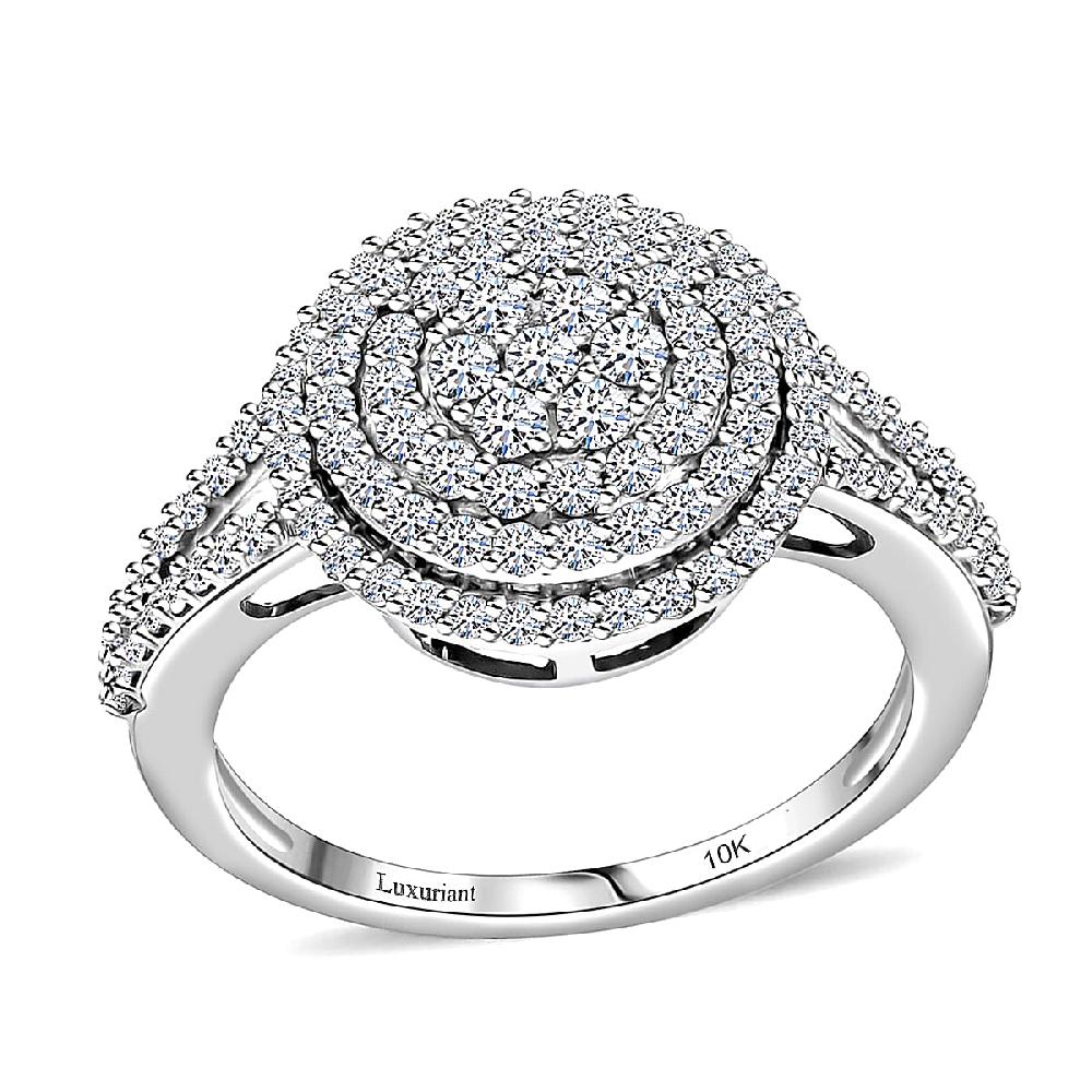 10K White Gold G-H SI Luxuriant Lab Grown Diamond Cocktail Ring 3 Grams 1.00 ctw