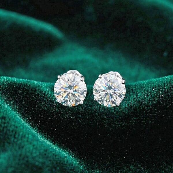 10K White Gold Lab Grown Diamond Solitaire Stud Earrings 4.00 Ctw
