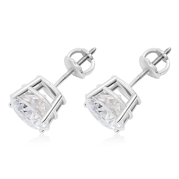 10K White Gold Lab Grown Diamond Solitaire Stud Earrings 4.00 Ctw