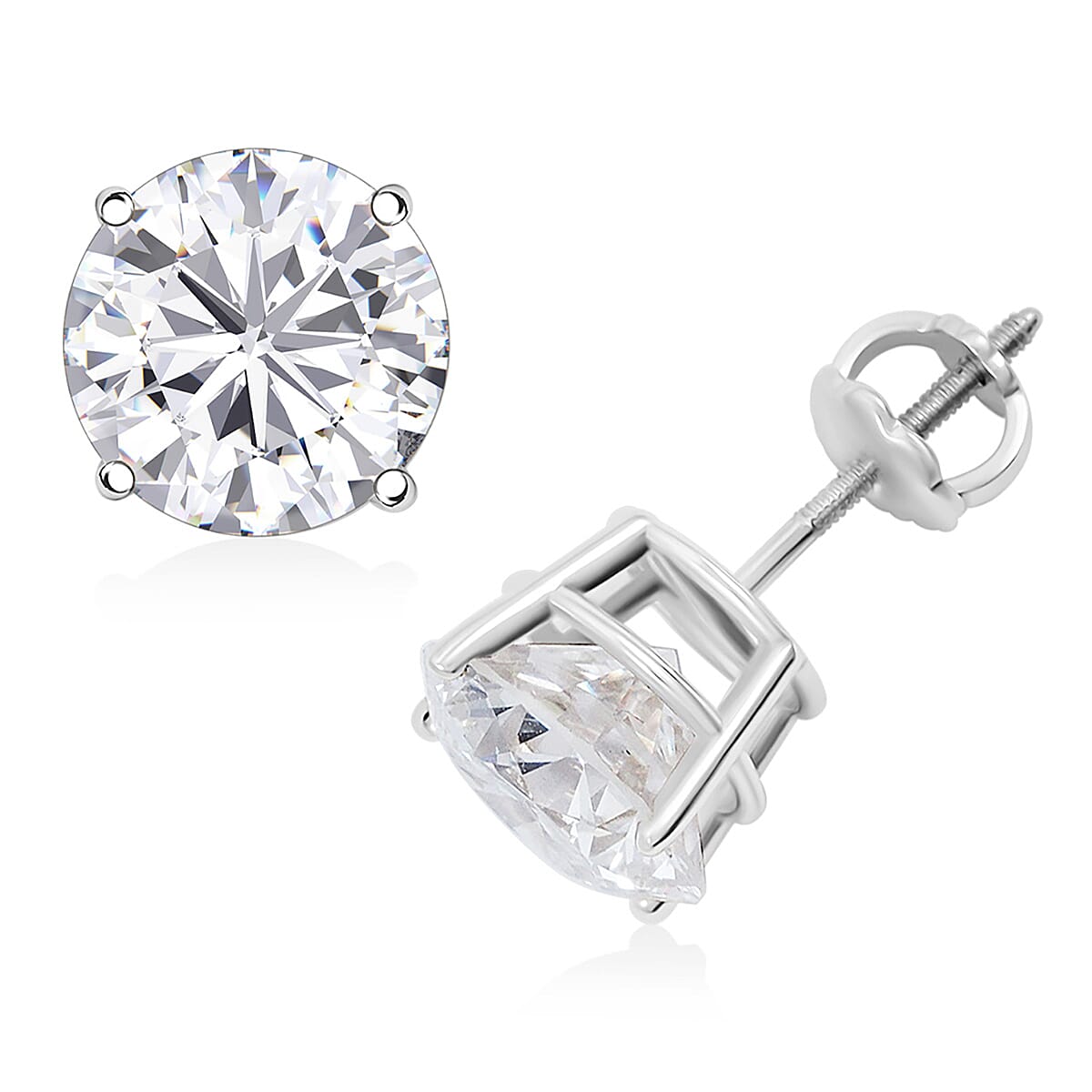 10K White Gold Lab Grown Diamond Solitaire Stud Earrings 4.00 ctw