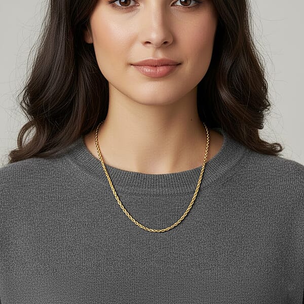 10K Yellow Gold 2.2mm Rope Chain Necklace 30 Inches 3.40 Grams
