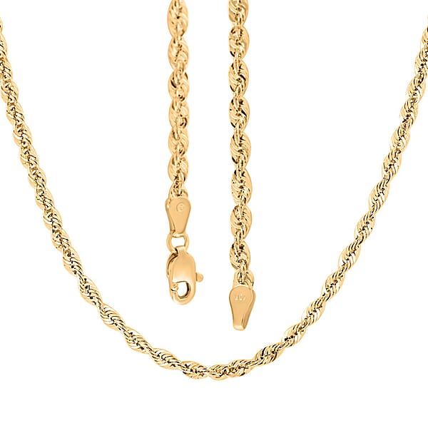 10K Yellow Gold 3.2mm Rope Sparkle Chain Necklace 26 Inches 6.5 Grams