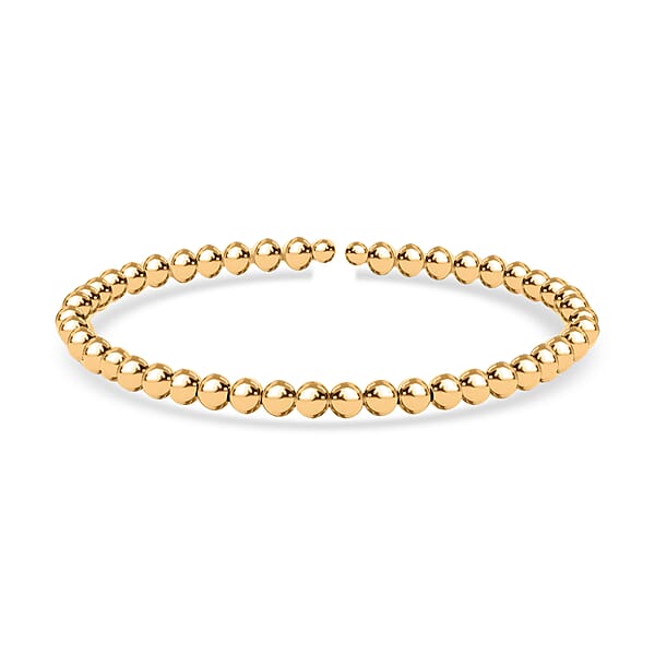 10K Yellow Gold 4mm Bead Flex Bangle Bracelet (Adjustable) 2.80g Included Titanium Weight