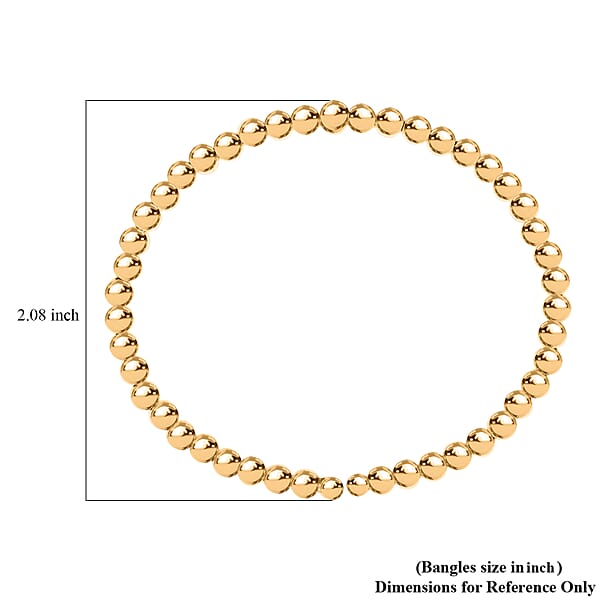 10K Yellow Gold 4mm Bead Flex Bangle Bracelet (Adjustable) 2.80g Included Titanium Weight