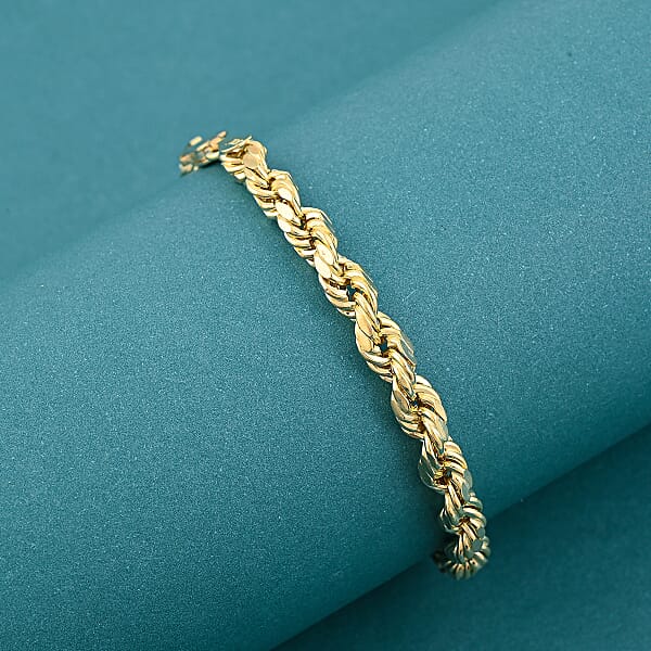 10K Yellow Gold 5mm Rope Chain Bracelet (8.00 In) 3.5 Grams