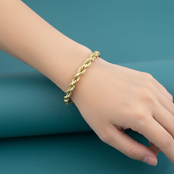 10K Yellow Gold 5mm Rope Chain Bracelet (8.00 In) 3.5 Grams