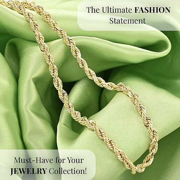 10K Yellow Gold 5mm Rope Chain Necklace 26 Inches 9.70 Grams