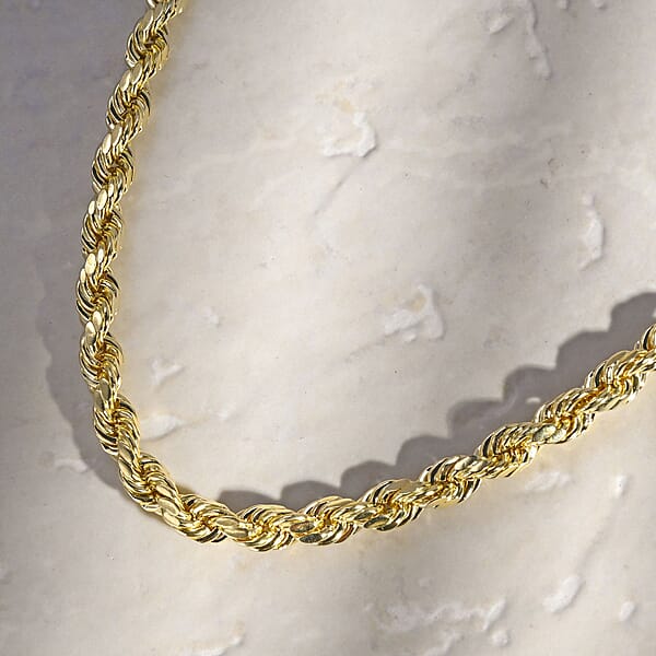 10K Yellow Gold 7mm Rope Necklace 24 Inches 19 Grams