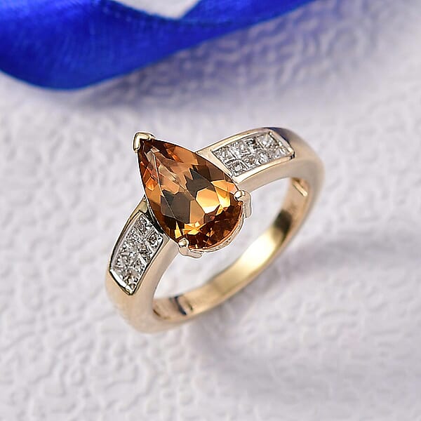 10K Yellow Gold AAA Golden Turkizite Luxuriant Lab Grown Diamond (E-F VS) (0.40 Cts) Ring 3.25 Ctw