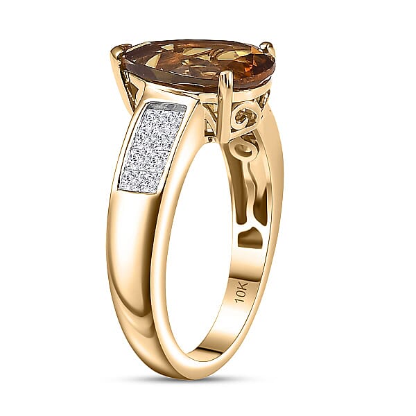 10K Yellow Gold AAA Golden Turkizite Luxuriant Lab Grown Diamond (E-F VS) (0.40 Cts) Ring 3.25 Ctw