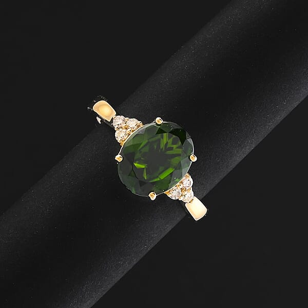 10K Yellow Gold AAA Natural Chrome Diopside White Diamond I2 Ring Gold Wt. 3.99 G 3.75 Ctw