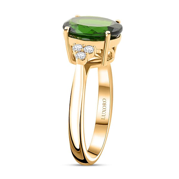 10K Yellow Gold AAA Natural Chrome Diopside White Diamond I2 Ring Gold Wt. 3.99 G 3.75 Ctw