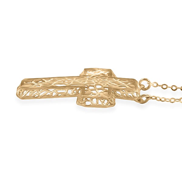 10K Yellow Gold Cross Necklace (16 Inches) (1.4 Grams)