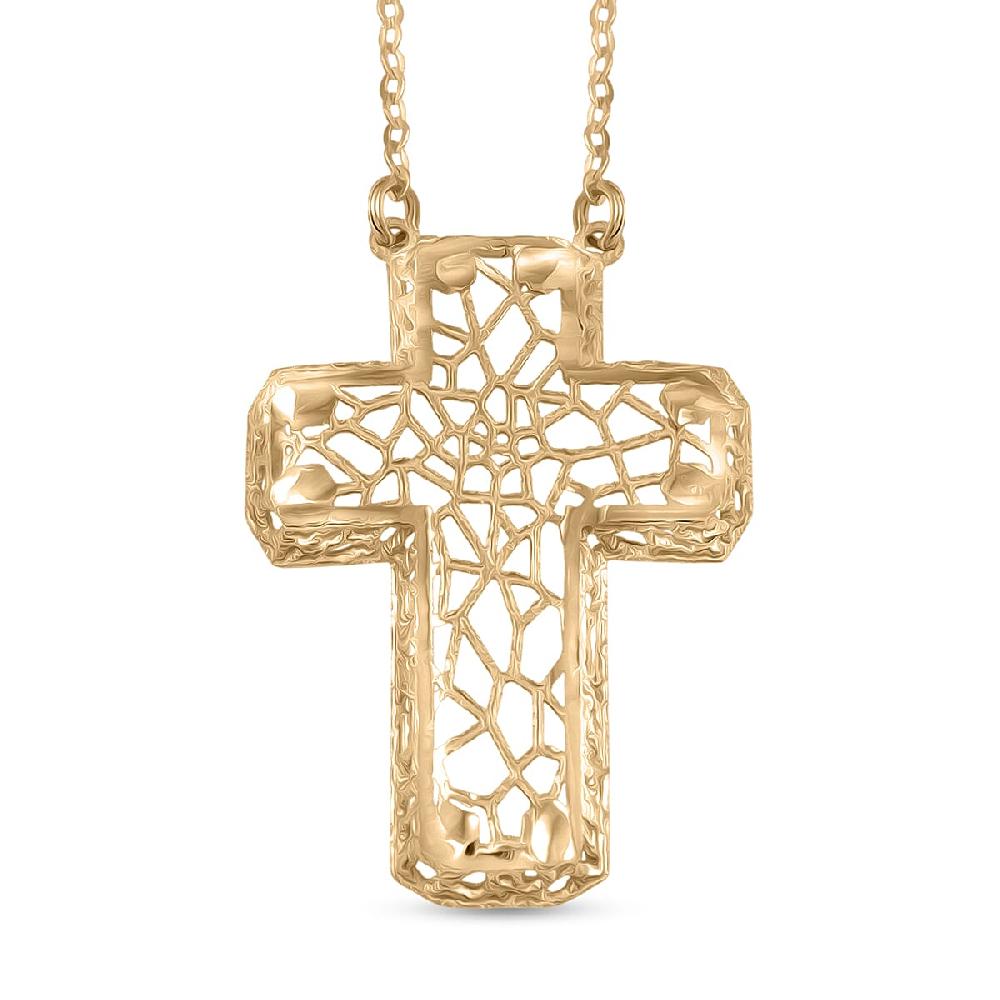 10K Yellow Gold Cross Necklace (16 Inches) (1.4 Grams)