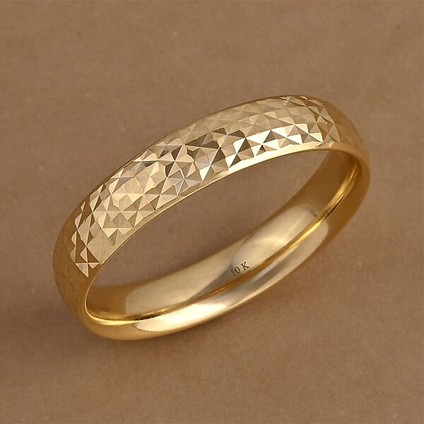 10K Yellow Gold Diamond-cut Band Ring 1.62 Grams