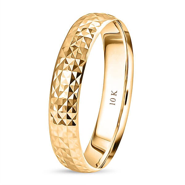 10K Yellow Gold Diamond-cut Band Ring 1.62 Grams