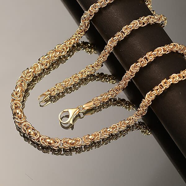 10K Yellow Gold Hollow Handmade Graduated Byzantine Necklace (19 Inches) (37 G)
