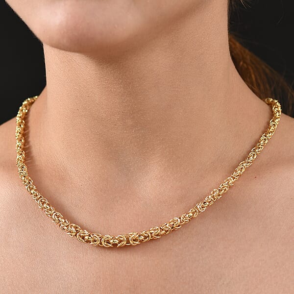 10K Yellow Gold Hollow Handmade Graduated Byzantine Necklace (19 Inches) (37 G)