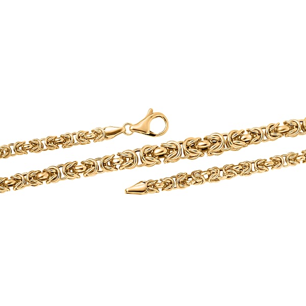 10K Yellow Gold Hollow Handmade Graduated Byzantine Necklace (19 Inches) (37 G)
