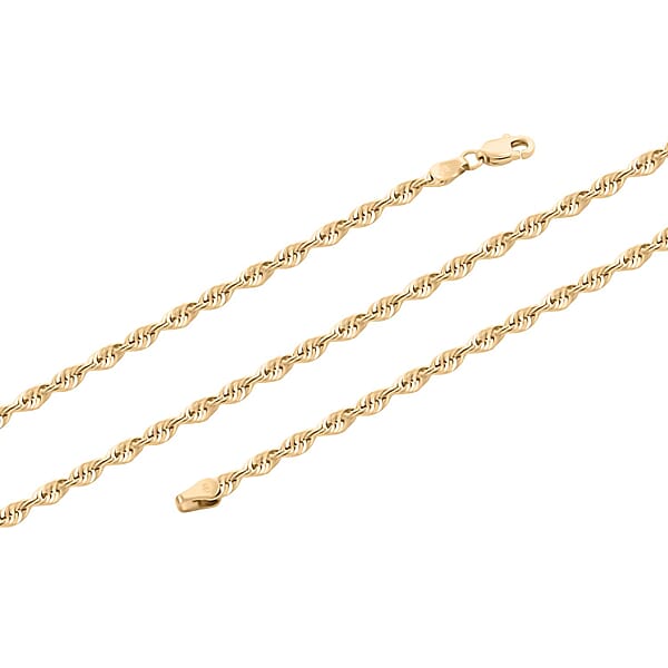 10K Yellow Gold Hollow Rope Chain Necklace (24 Inches)3.80 Grams