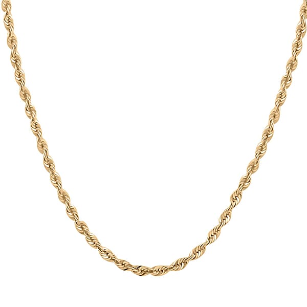10K Yellow Gold Hollow Rope Chain Necklace (26 Inches)4.00 Grams