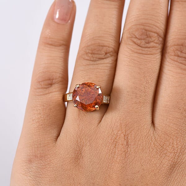 10K Yellow Gold Premium Picos Altos Sphalerite Luxuriant Lab Grown Diamond (E-F VS) (0.30 Cts) Ring 14.30 Ctw