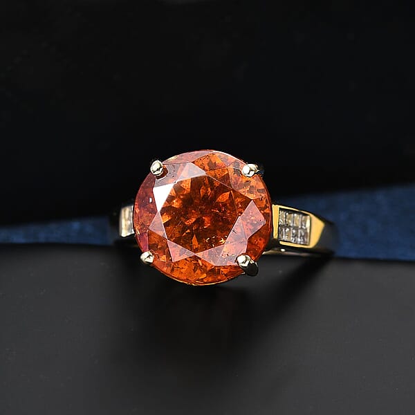 10K Yellow Gold Premium Picos Altos Sphalerite Luxuriant Lab Grown Diamond (E-F VS) (0.30 Cts) Ring 14.30 Ctw
