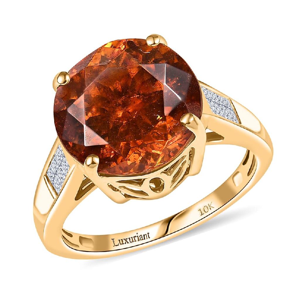 10K Yellow Gold Premium Picos Altos Sphalerite Luxuriant Lab Grown Diamond (E-F VS) (0.30 cts) Ring 14.30 ctw