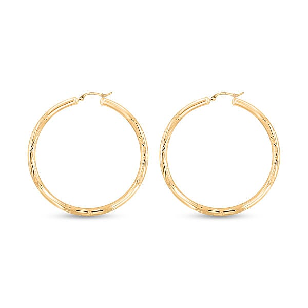 10K Yellow Gold Textured Hoop Earrings (6.27 Grams)