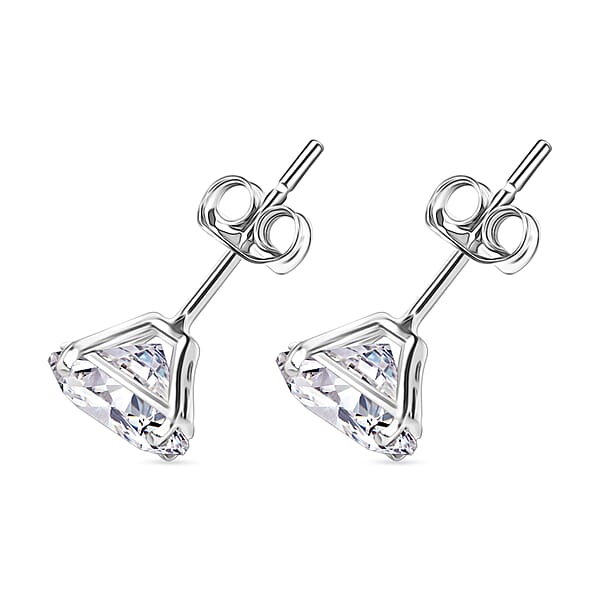 120 Facet Moissanite 1.95 Ctw Earrings In 10K White Gold (Del. In 10-12 Days)