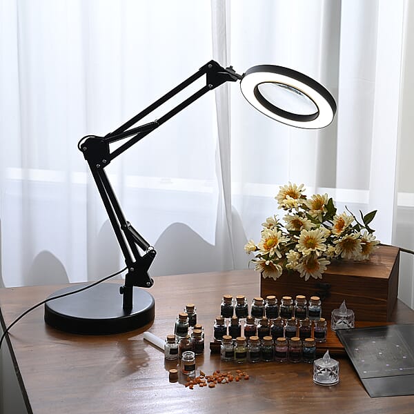12X Magnifying Glass With 72 LED Light 5 Color Modes And Stand (Powered By USB Ccable)