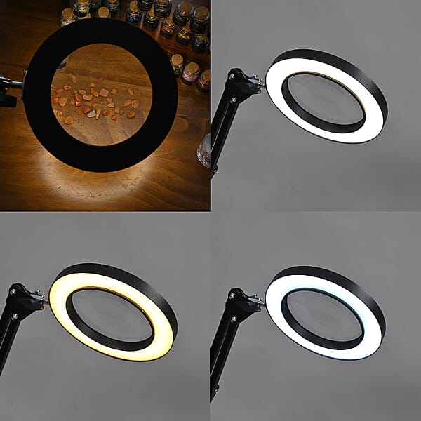 12X Magnifying Glass With 72 LED Light 5 Color Modes And Stand (Powered By USB Ccable)