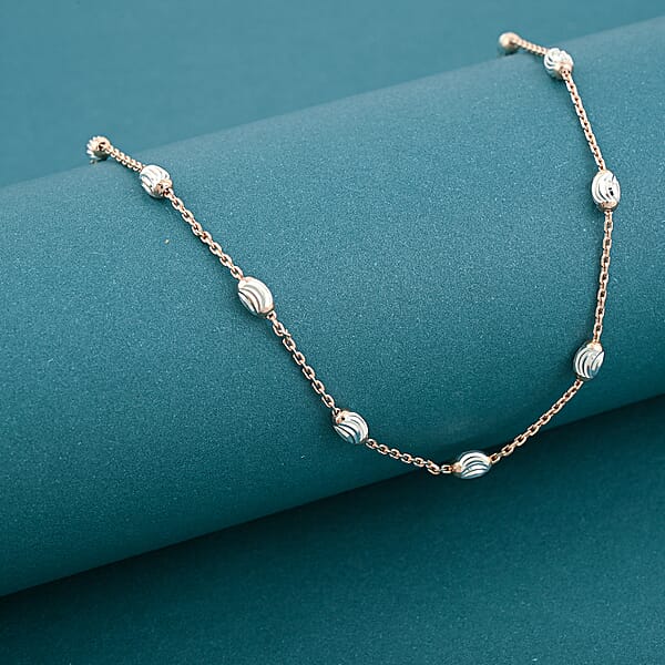 14K Rose Gold Over Sterling Silver Over The Moon Necklace 18 Inches 4.30 Grams