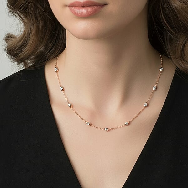 14K Rose Gold Over Sterling Silver Over The Moon Necklace 18 Inches 4.30 Grams