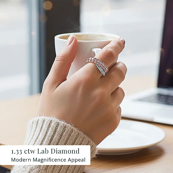 14K White And Rose Gold Luxuriant Lab Grown Pink Diamond (IR) And Lab Grown Diamond (VS) Ring 1.33 Ctw