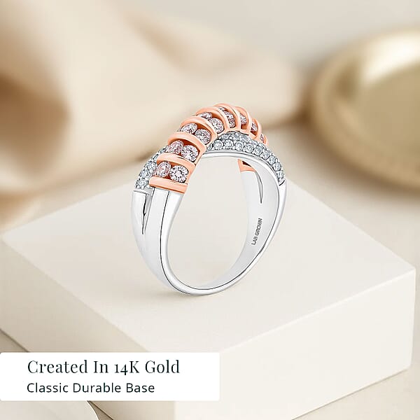 14K White And Rose Gold Luxuriant Lab Grown Pink Diamond (IR) And Lab Grown Diamond (VS) Ring 1.33 Ctw