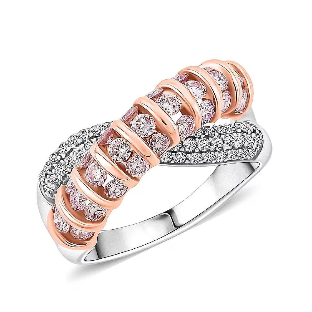14K White and Rose Gold Luxuriant Lab Grown Pink Diamond (IR) and Lab Grown Diamond (VS) Ring 1.33 ctw