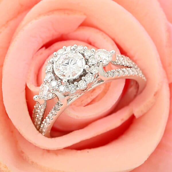 14K White Gold Diamond G-H I1 Ring 1.00 Ctw