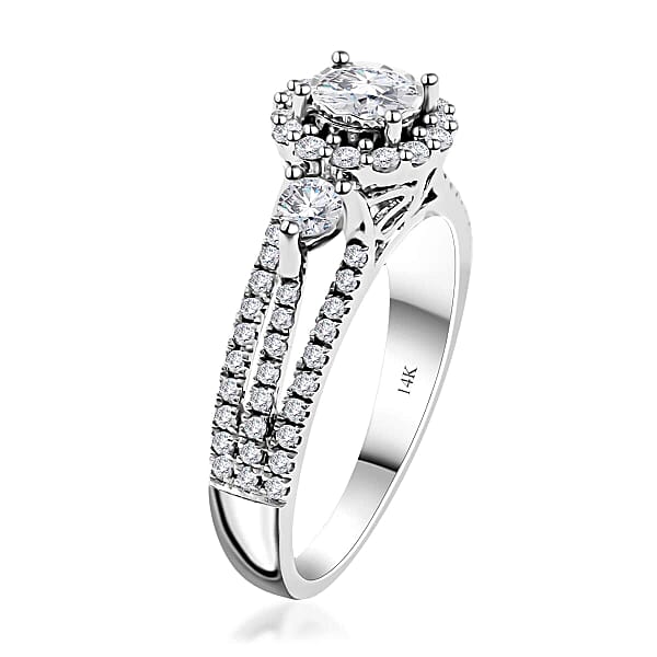 14K White Gold Diamond G-H I1 Ring 1.00 Ctw