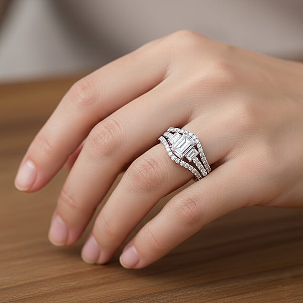 14K White Gold Luxuriant Lab Grown Diamond (VS) Set Of 3 Ring (9.34 G) 4.88 Ctw