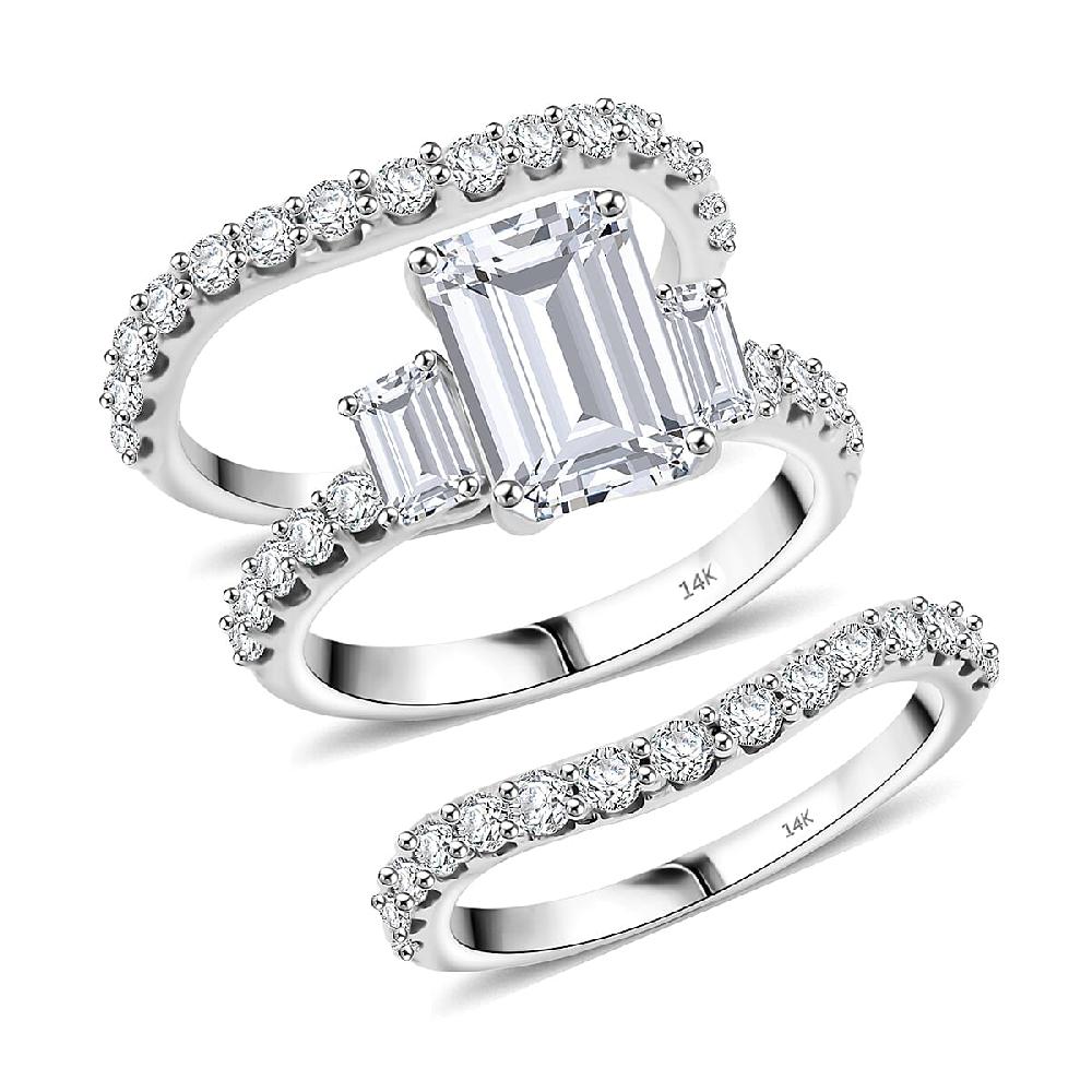 14K White Gold Luxuriant Lab Grown Diamond (VS) Set of 3 Ring (9.34 g) 4.88 ctw
