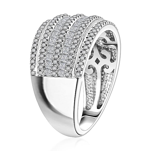 14K White Gold White Diamond Ring (5 G) 1.00 Ctw
