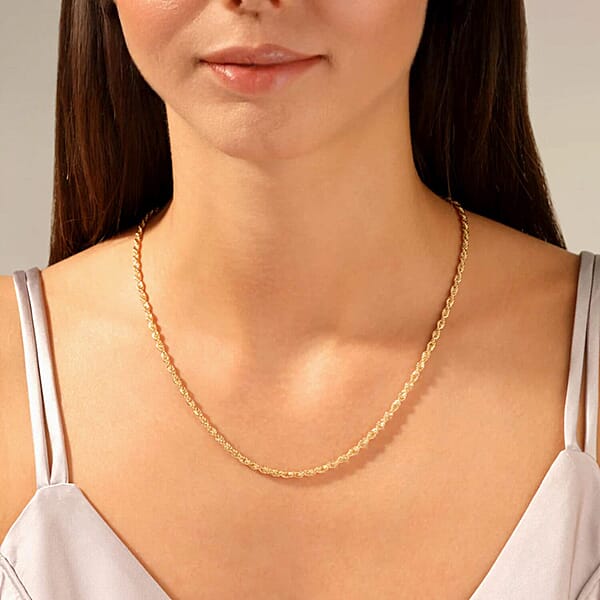 14K Yellow Gold 1.5mm Rope Chain Necklace 20 Inches 1.60 Grams