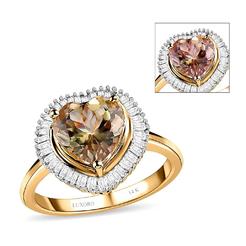 14K Yellow Gold AAA Turkizite Diamond Heart Ring Halo Ring Diamond Ring Wedding Rings Engagement Ring 2.25 ctw