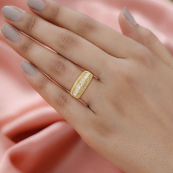 14K Yellow Gold Diamond Ring Natural Yellow And White Diamond Ring SI Diamond Ring Gold Ring Multi Row Diamond Ring Gold Wedding Rings 1.00 Ctw